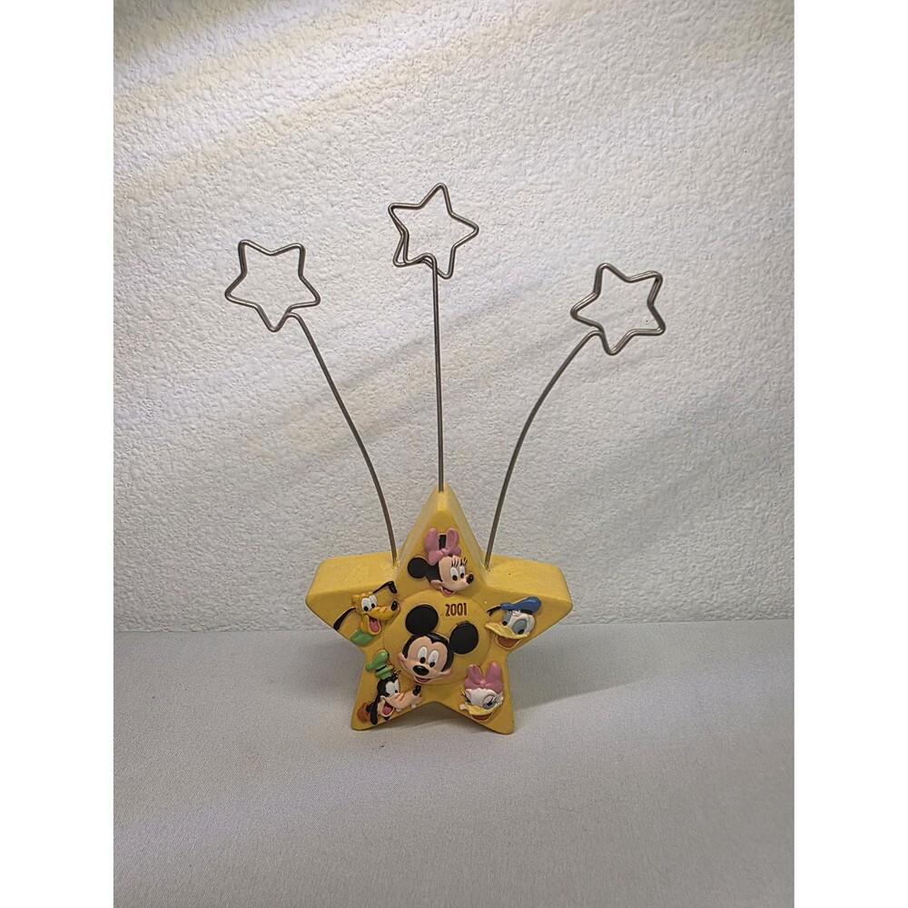Vintage 2001 Disney Photo Holder Memo Clip Stand – Mickey Mouse Minnie Pluto